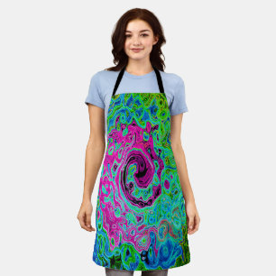 Abstrakter Retro-Swirl in Pink und Blau Groovy Schürze