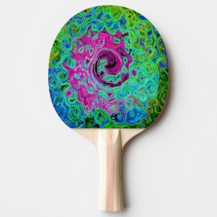 Abstrakter Retro-Swirl in Pink und Blau Groovy Tischtennis Schläger