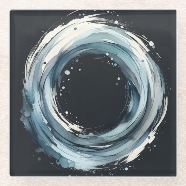 abstrakter Ring im Aquarellstil Glasuntersetzer (Vorderseite)