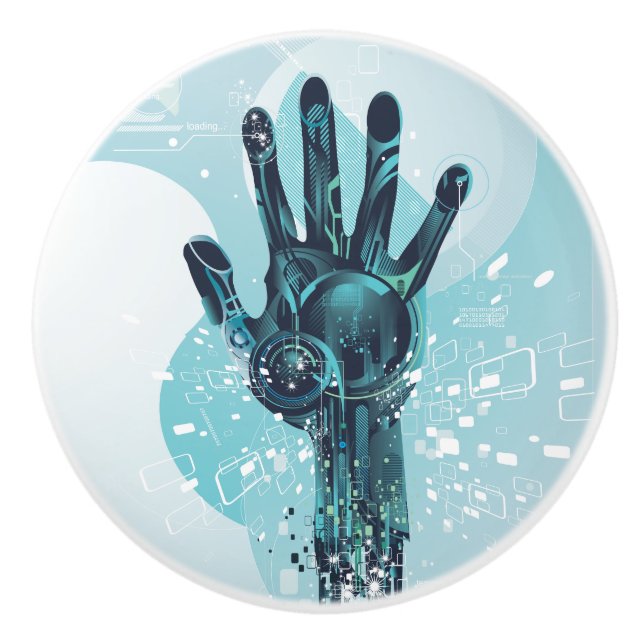 Abstrakter Roboter Hand-Keramik Keramikknauf (Vorderseite)