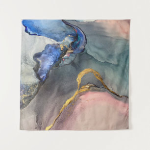Abstrakter rosa-blauer Hintergrund mit schönem Sch Wandteppich