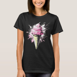 Abstrakter rosa Eiscreme-Splatter Damenbekleidung  T-Shirt