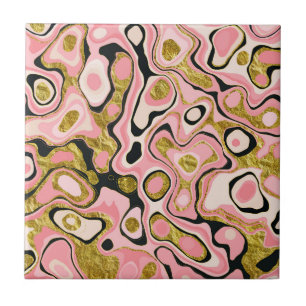 Abstrakter Rosa-Gold-Glitzer-Marmoreffekt Fliese