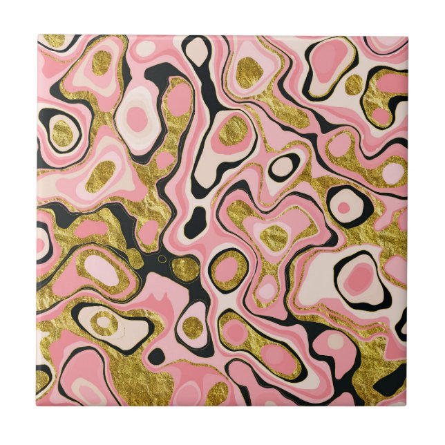 Abstrakter Rosa-Gold-Glitzer-Marmoreffekt Fliese (Vorderseite)