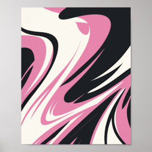 Abstrakter, rosa, schwarz und weiß poster