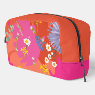 Abstrakter Rosa- und Orangengarten Waschbeutel
