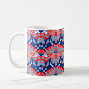 abstrakter rot-blau-weißer Druck #1 Kaffeetasse