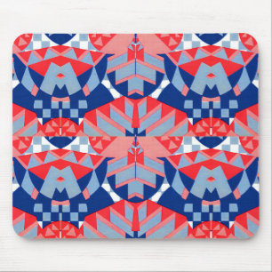 abstrakter rot-blau-weißer Druck #1 Mousepad