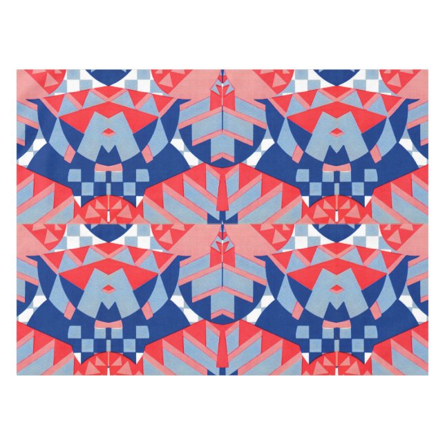 abstrakter rot-blau-weißer Druck #1 Tischdecke (Vorderseite (Horizontal))