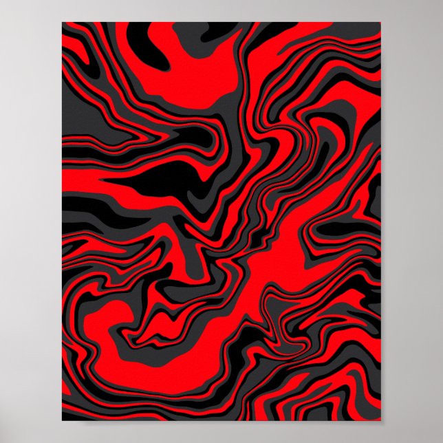 Abstrakter Rot- und Schwarzwald Poster (Vorne)