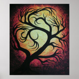 Abstrakter roter BaumLeinwand Druck Poster