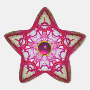 ABSTRAKTER ROTER PINKSTAR MIT FUCHSIA AMETHYST GEM  Stern-Aufkleber