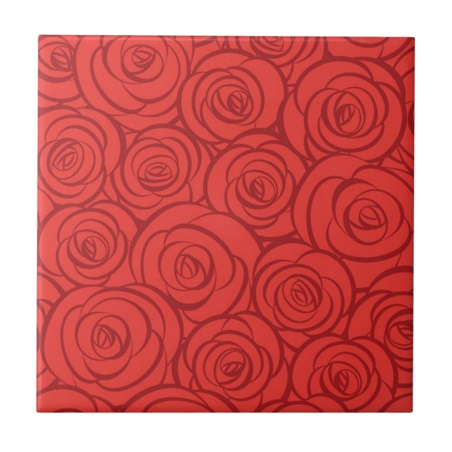 Abstrakter roter Rosen Hintergrund Fliese (Vorderseite)