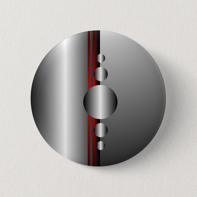 Abstrakter roter und silberner Metallblick Button (Vorderseite)