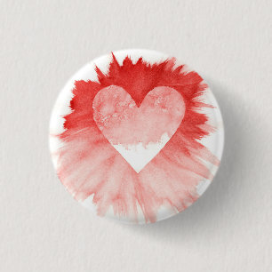 Abstrakter roter Wasserfarbe-Splash-Herz-Runder Kn Button