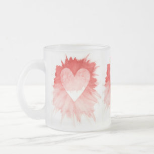 Abstrakter roter Wasserfarben-Spritzer Herz Milchg Mattglastasse