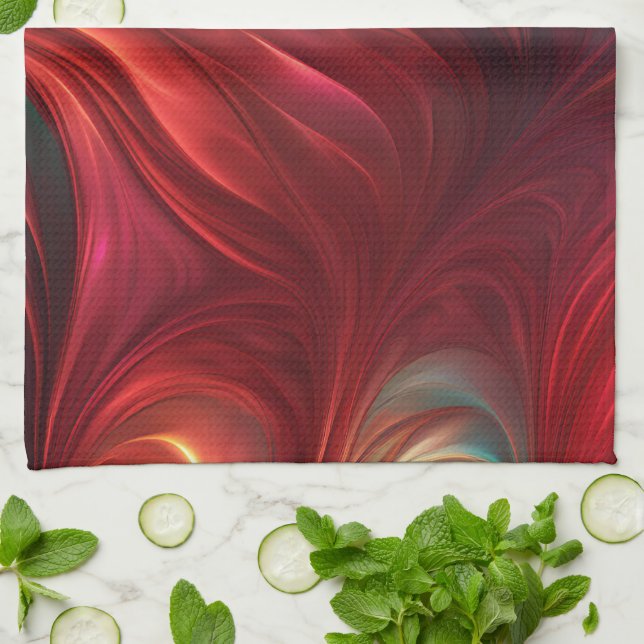 Abstrakter Rotwirbel Geschirrtuch (Gefaltet)