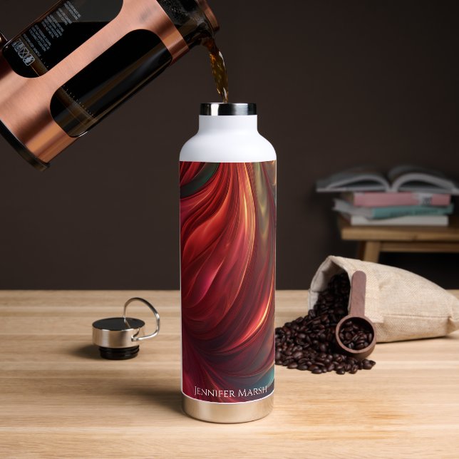 Abstrakter Rotwirbel Trinkflasche (Kaffee)