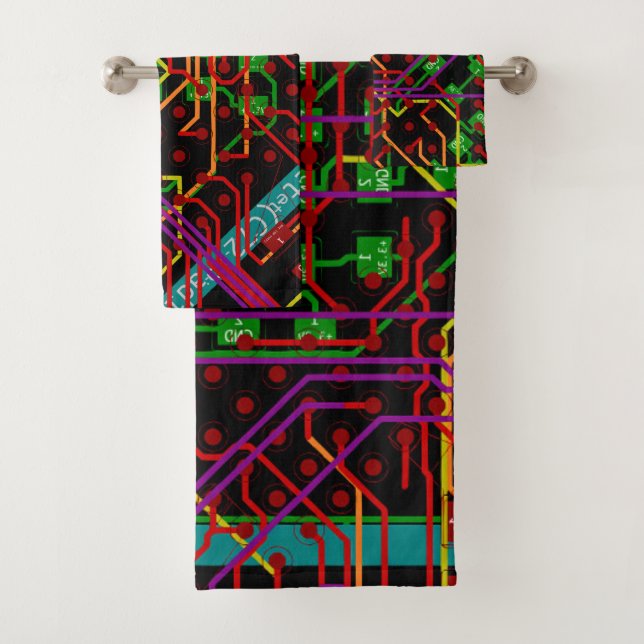 Abstrakter Routing-Prozess Elektronische moderne G Badhandtuch Set (Insitu)