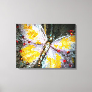 Abstrakter Rubin Jeweled gelbe Leinwanddruck