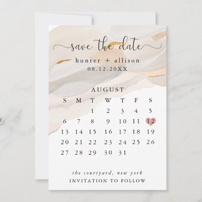 Abstrakter Save the Date Kalender Flyer Einladung (Vorderseite)