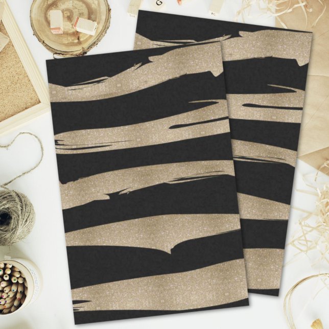 abstrakter schick-schwarzer Pinselstrich Seidenpapier (abstract minimalist chic black gold brush stroke tissue paper)