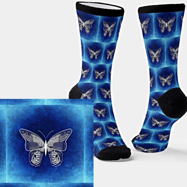 Abstrakter Schmetterling auf blau Socken (Von Creator hochgeladen)