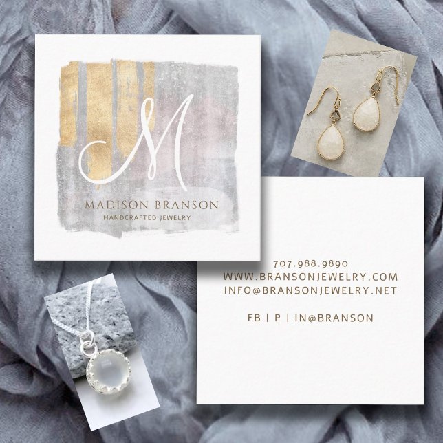 Abstrakter Schmuckdesigner Quadratische Visitenkarte (Von Creator hochgeladen)