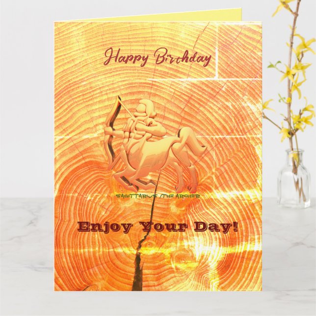 Abstrakter Schütze Geburtstag geklappt Karte (Gelbe Blume)