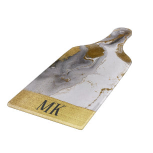 Abstrakter Schwarz-Gold-Agate-Marmorwirl Schneidebrett