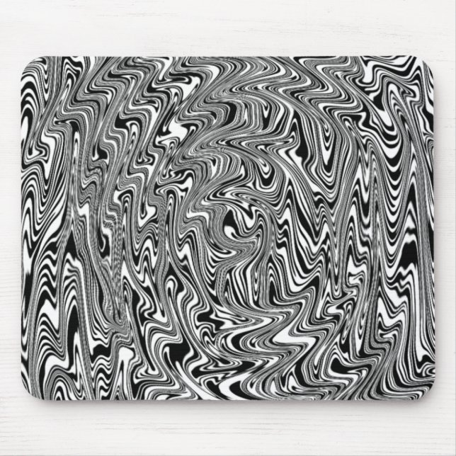 Abstrakter Schwarz-Weiß-Swirl Mousepad (Vorne)
