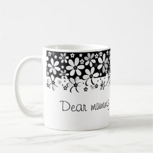 Abstrakter Schwarz-weißer Cartoon Blume Blumendes Kaffeetasse