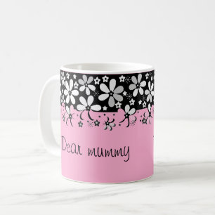 Abstrakter Schwarz-weißer Cartoon Blume Blumendesi Kaffeetasse