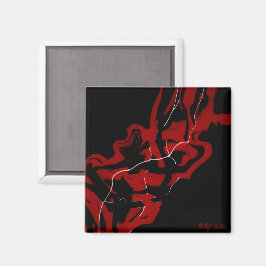 Abstrakter Schwarz-weißer Paint Pour Fluid Art Magnet