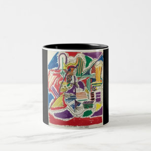 Abstrakter schwarzer Hintergrund Zweifarbige Tasse
