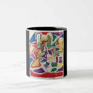 Abstrakter schwarzer Hintergrund Zweifarbige Tasse