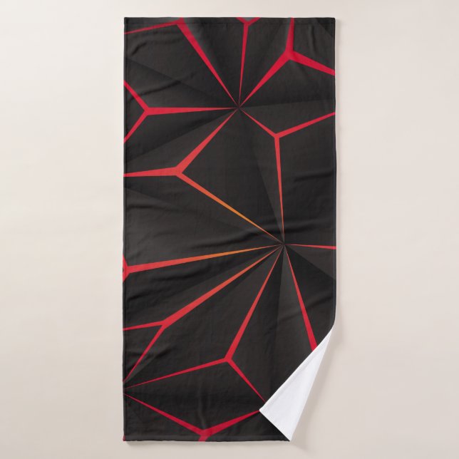 Abstrakter schwarzer Polygon-Rot-Licht-futuristisc Badehandtuch (Badehandtuch)