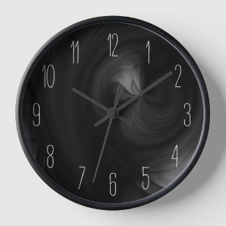 Abstrakter schwarzer Rauch Swirl - Dunkelgrau Uhr