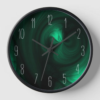 Abstrakter schwarzer Rauch Swirl - grün Uhr