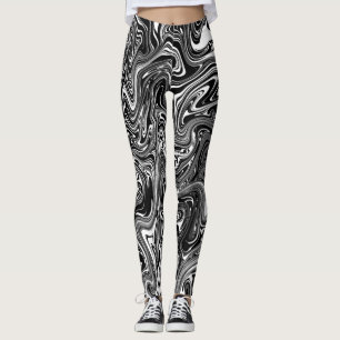 Abstrakter schwarzer und weißer Flüssig-Marmor Leggings