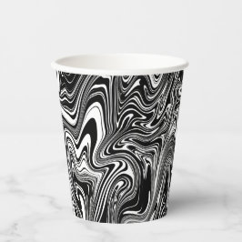 Abstrakter schwarzer und weißer Flüssig-Marmor Pappbecher
