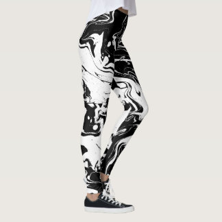 Abstrakter Schwarzweiss-Wirbel - Leggings