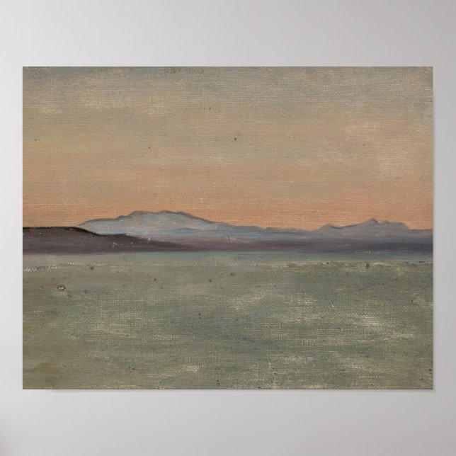 Abstrakter See und Berghorizont Kunstprint Poster (Vorne)