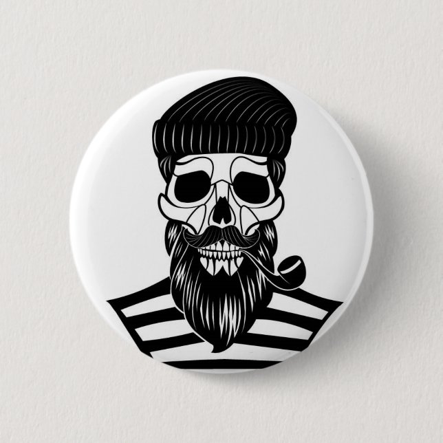 Abstrakter Seemann-Schädel-Knopf Button (Vorderseite)