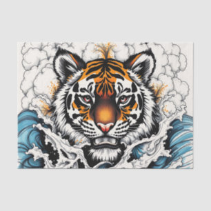 Abstrakter Sketch Tiger im Wasser Seidenpapier