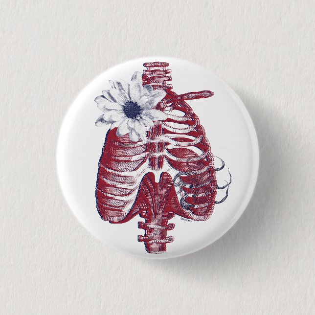 Abstrakter Sonnenblumenkäfig und Kraken Button (Vorderseite)