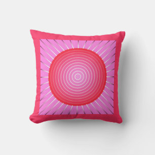 Abstrakter Sonnenstrahl in Korallenrot, Pink und S Kissen