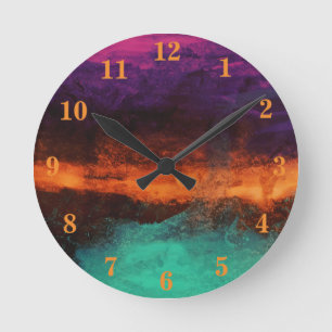 Abstrakter Sonnenuntergang auf Wasser Moderne Land Runde Wanduhr