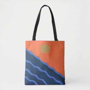 Abstrakter Sonnenuntergang auf welliger See Tasche