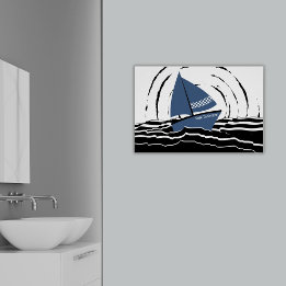 Abstrakter Sonnenuntergang, der das Meer segelt, w Poster